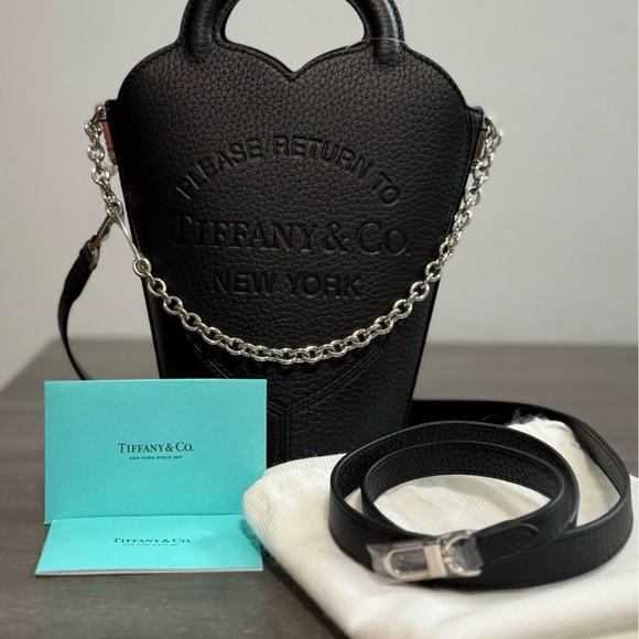 Tiffany & Co. Black Heart Mini Bag with Silver Chain